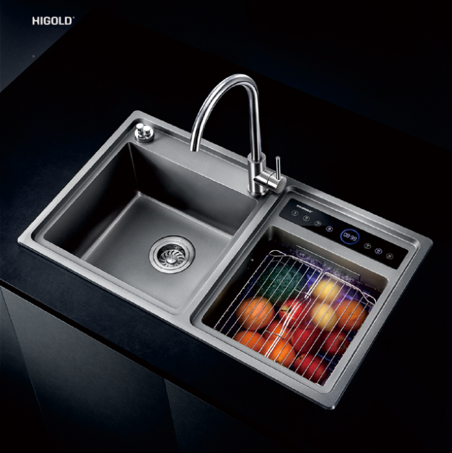 Hi Gold Over Counter Sink with Purification System, Drain Pipe and Strainer Basket 973005
