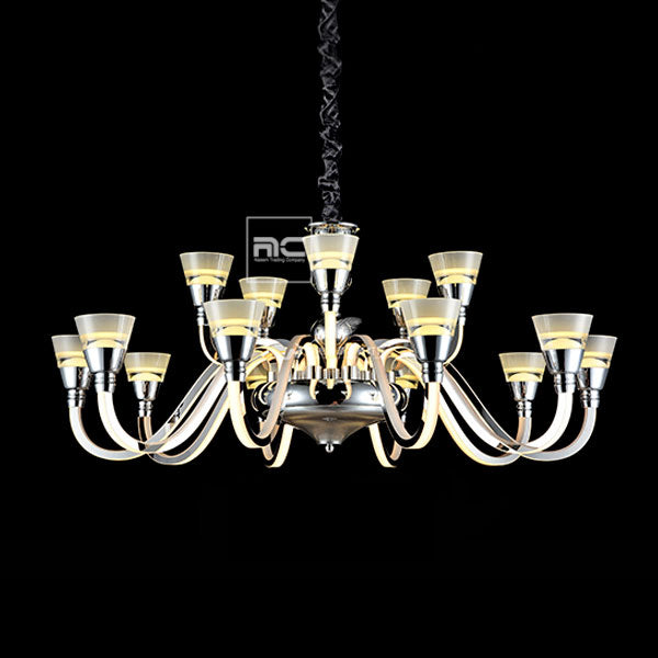 Ceiling Lighting| Double Glass Holder Chandelier with 10+5 bulbs -MD8605/10+5 - Naeem Trading Company