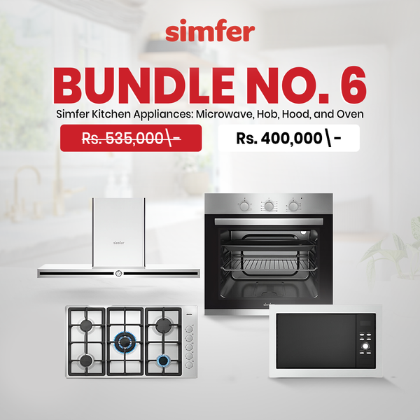 Simfer Kitchen Appliances Microwave Hob Hood with 5 Burner and Oven Bundle