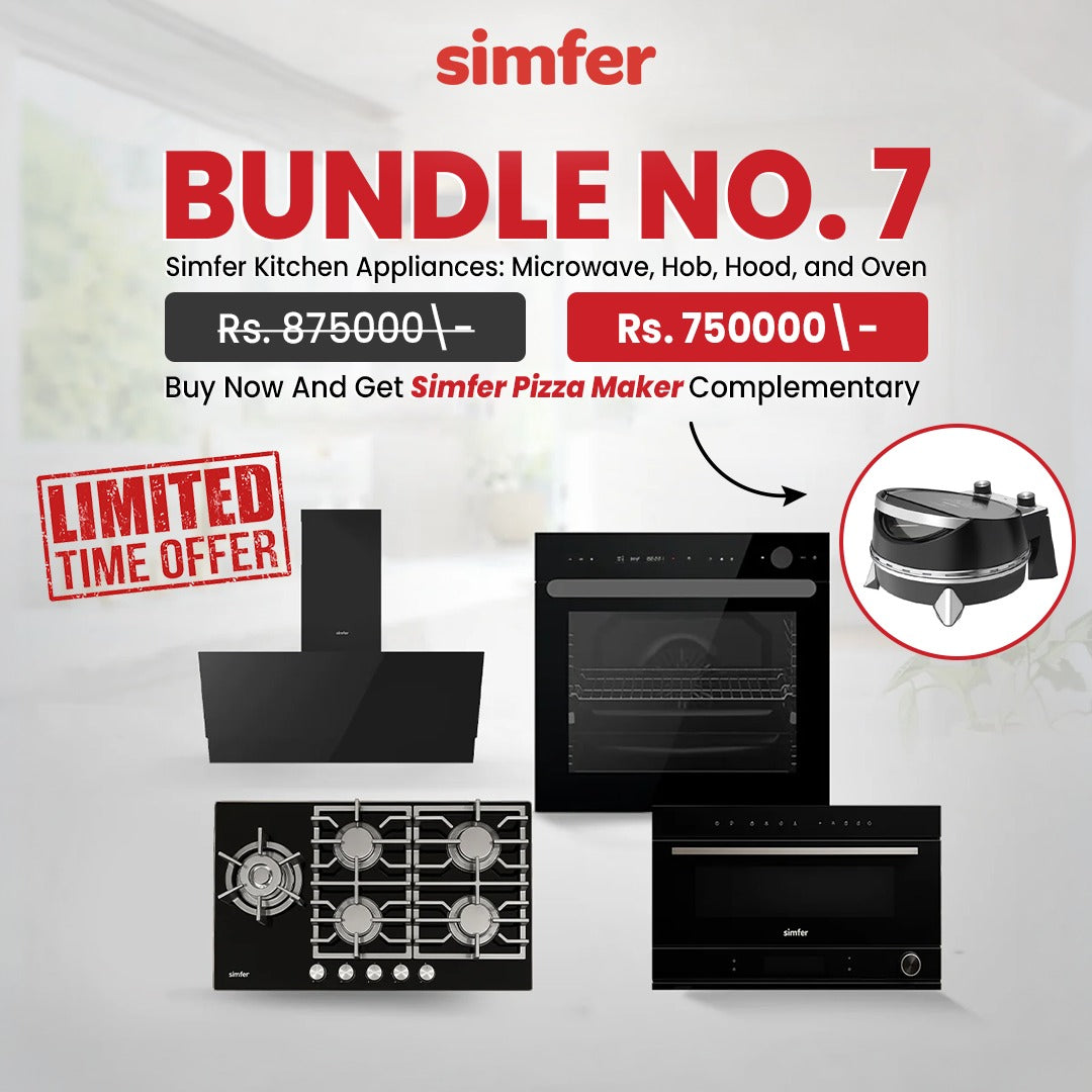 Simfer Kitchen Appliances Microwave Hob Hood 5 Burner and Oven Bundle ...