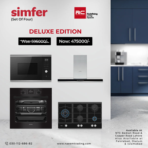 Simfer Kitchen Appliances Microwave Hob Hood and Oven Deluxe Bundle