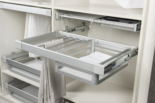 Starax Wardrobe Aluminium Drawer and Trouser Pant Rack with Side Mounted Telescopic Rail S-6243-42