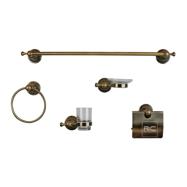 ANTIQUE LOOK BATHROOM  ACCESSORY SET -5 Set Bathroom Decor Set for Home in Green Brong Finish - Naeem Trading Company