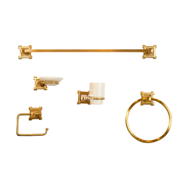 FASHION BATHROOM  ACCESSORY SET  -5 Set Bathroom Decor Set for Home in Gold Finish