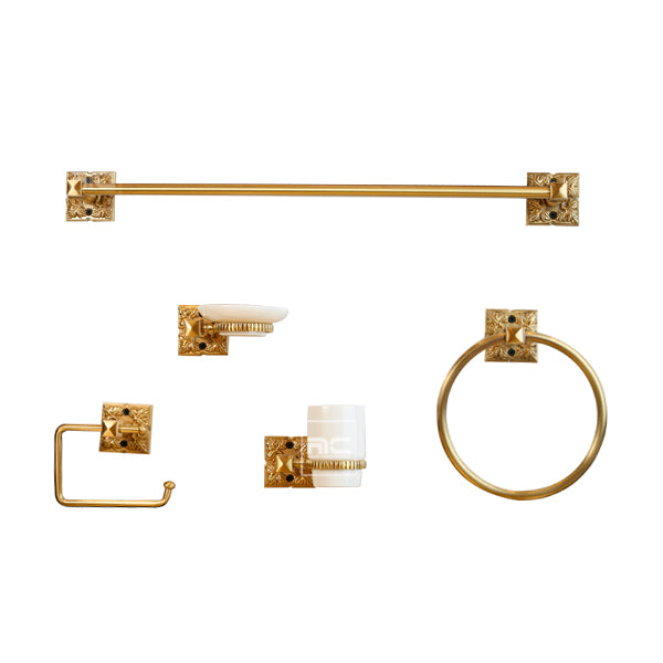 ROYAL BATHROOM  ACCESSORY SET -5 Set Bathroom Decor Set for Home in Gold Finish