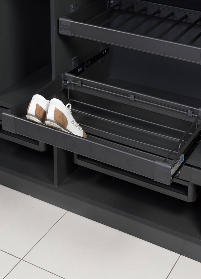 Shoe Rack Sliding Shelf Starax Wardrobe Sliding Shoe rack 900 mm Black – Naeem Trading Company